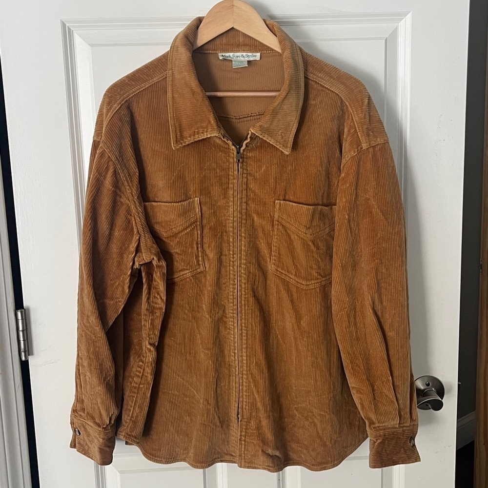 Vintage GoldenTan Thick Cotton Oversized Corduroy Zipup Sz Large